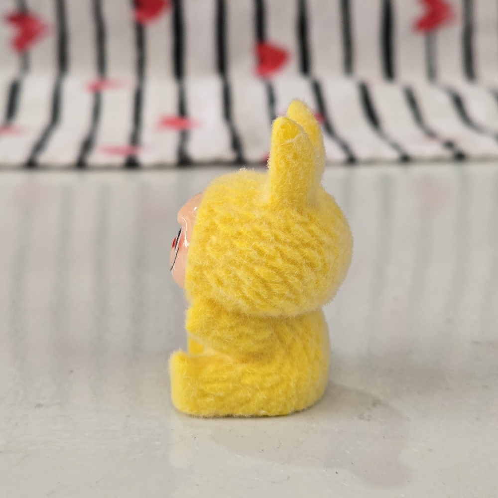 Yellow Mini Fuzzy Labubu Figurine - Picture 3 of 6